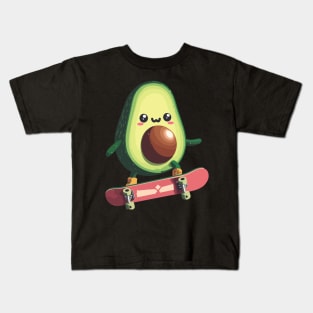 Cool funny avocado skateboarding Kids T-Shirt